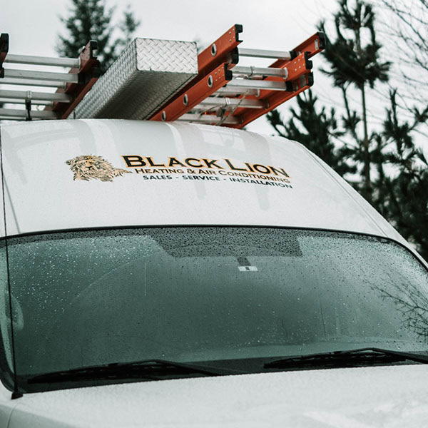 duct-cleaning-1_600x600 Front of the Black Lion Heating, Air Conditioning, & Electrical company truck.