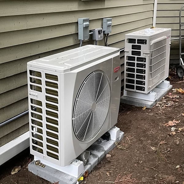 Heat pump outside of a house.