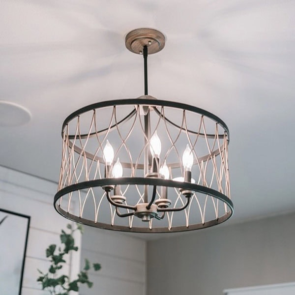 Light fixture turned on inside a house.