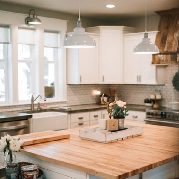 Inside of a house showing the kitchen.